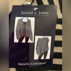 Women’s Kendall & James Black Gold Chevron Shawl, Brand New With Tags